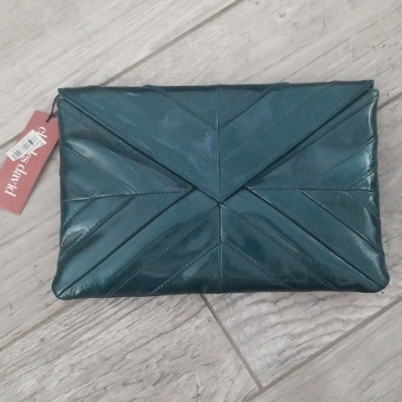 Dark Teal Charles David Clutch - Picture 1 of 3